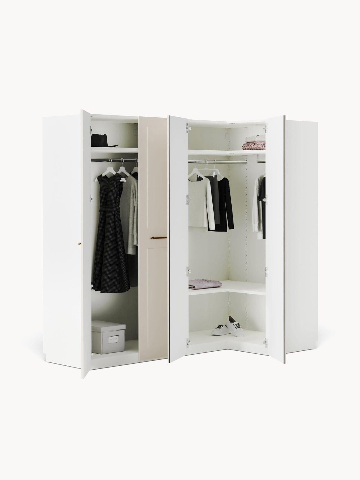 Draggery Charlotte Modular Wardrobe, Corner, 215 cm Wide, in Various Sizes
