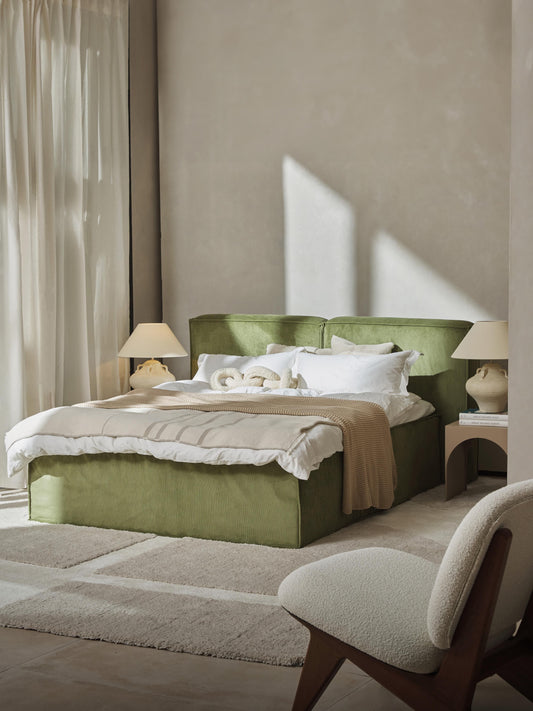 Draggery Lennon Box Spring Bed Frame in Corduroy