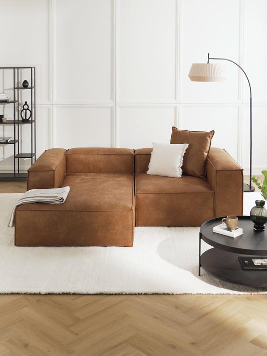 Draggery Lennon Modular Corner Sofa with Leather Cover, 2-Seater