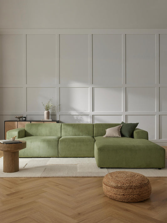 Draggery Melva Corner Sofa with Corduroy Cover, 4-Seater