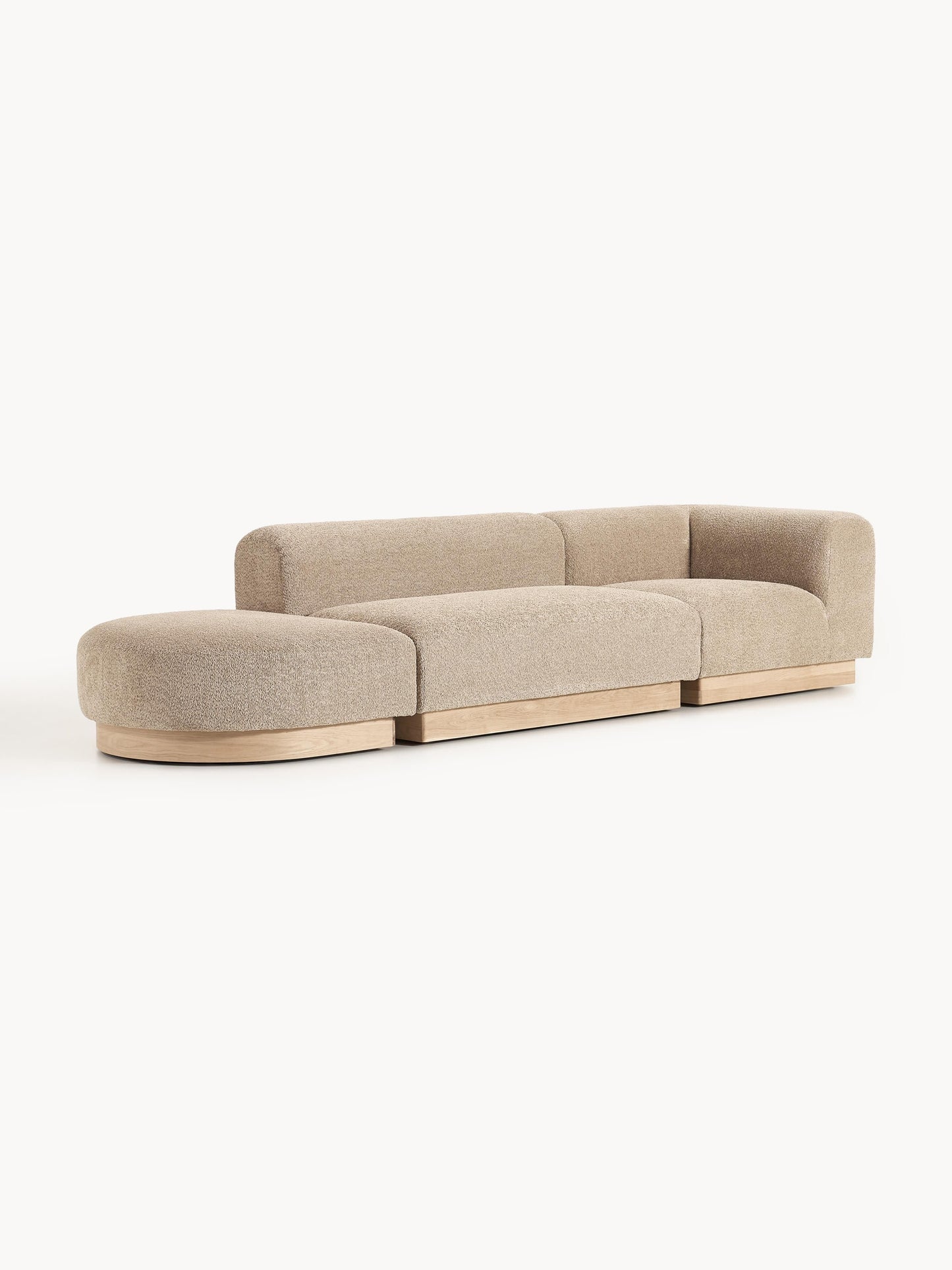 Draggery Natalie Teddy Bouclé Modular Ottoman with Stool (Left/Right)