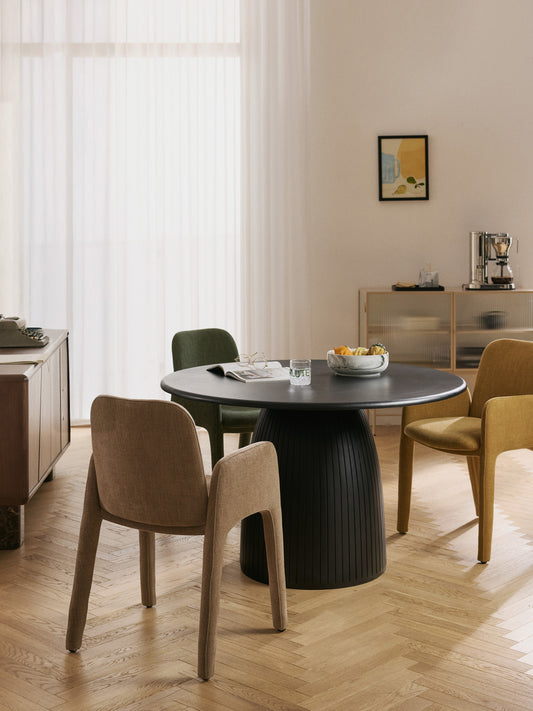 Draggery Nelly Fluted-Texture Round Dining Table, in Various Sizes