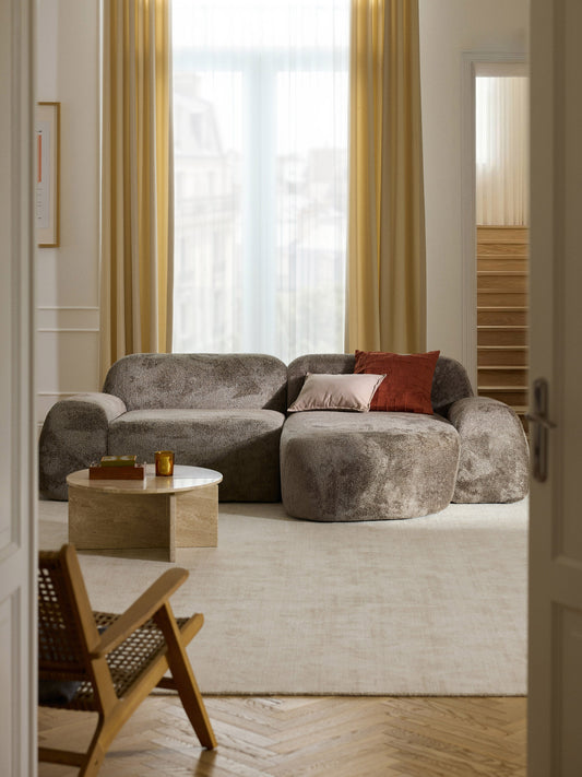 Draggery Wolke Corner Sofa with Teddy Bouclé Cover, Modular (3-Seater)