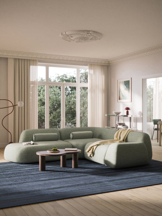 Draggery Wolke Modular Corner Sofa with Bouclé Cover and Chaise Longue, 4-Seater