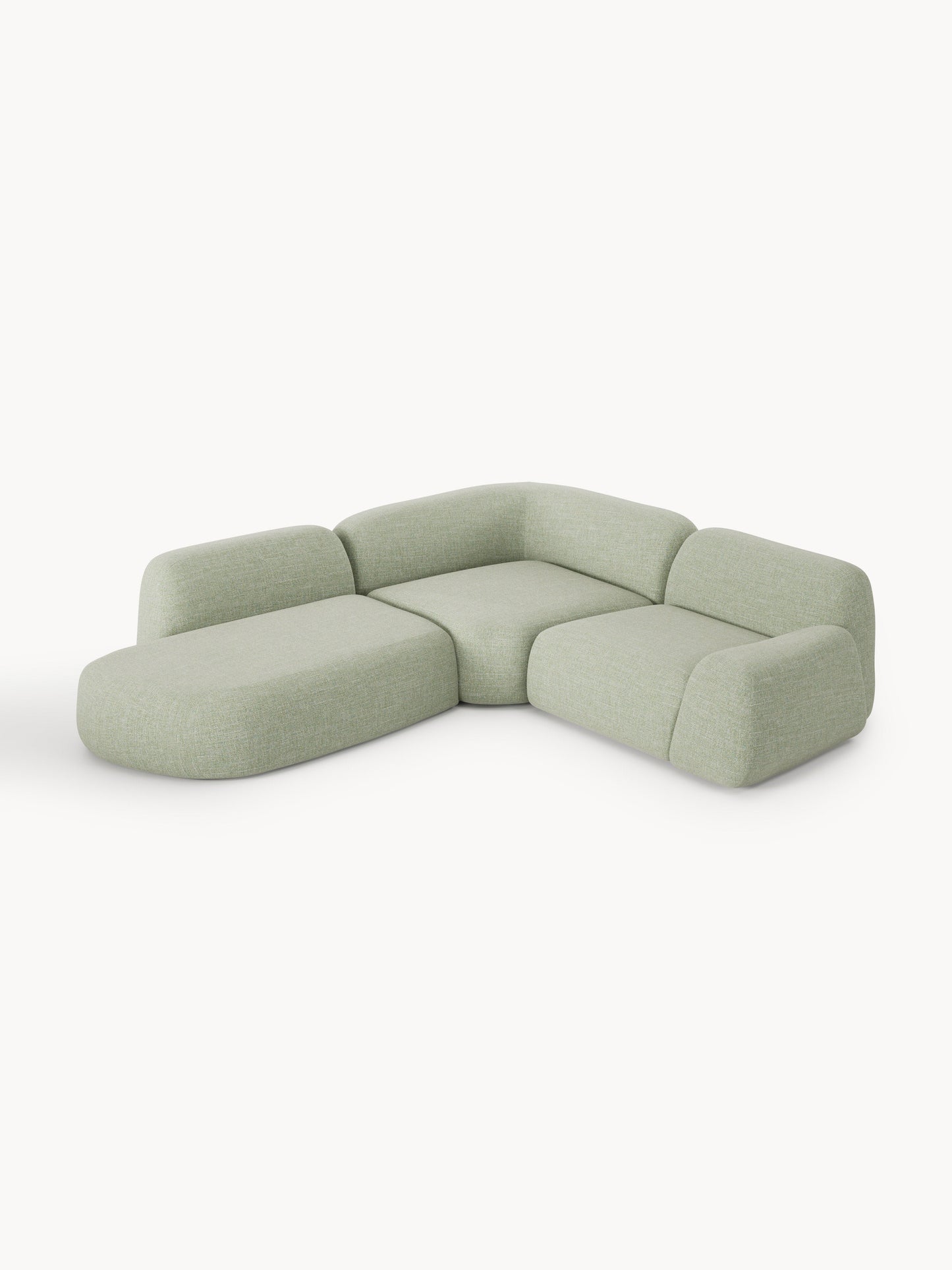 Draggery Wolke Modular Corner Sofa with Bouclé Cover and Chaise Longue, 4-Seater