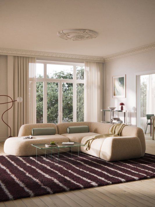 Draggery Wolke Modular Corner Sofa with Bouclé Cover and Chaise Longue, 4-Seater