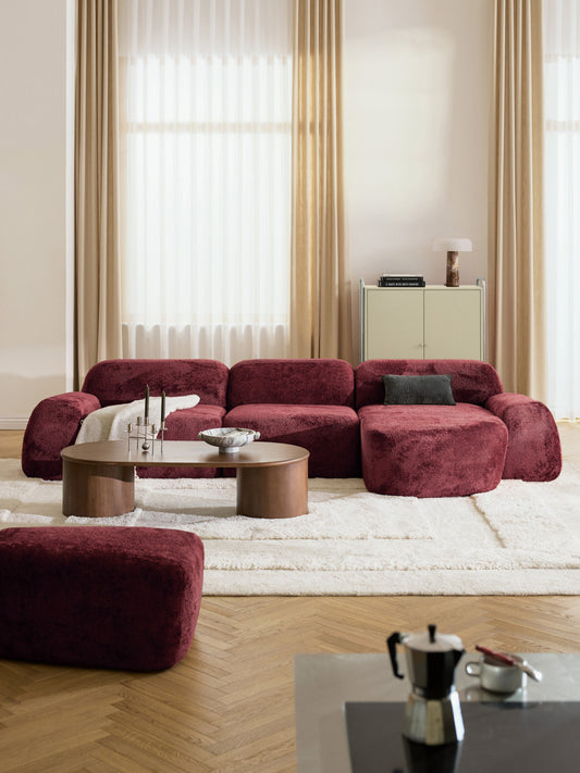 Draggery Wolke Modular Corner Sofa with Teddy Bouclé Cover, 4-Seater
