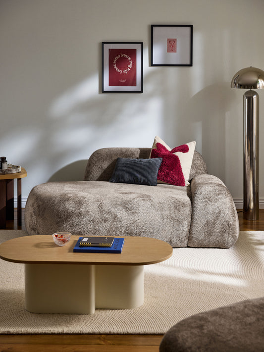 Draggery Wolke Sofa with Teddy Bouclé Cover and Chaise Longue, 2-Seater