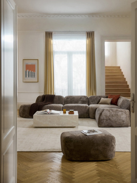 Draggery Wolke XL Modular Corner Sofa with Teddy Bouclé Cover and Chaise Longue