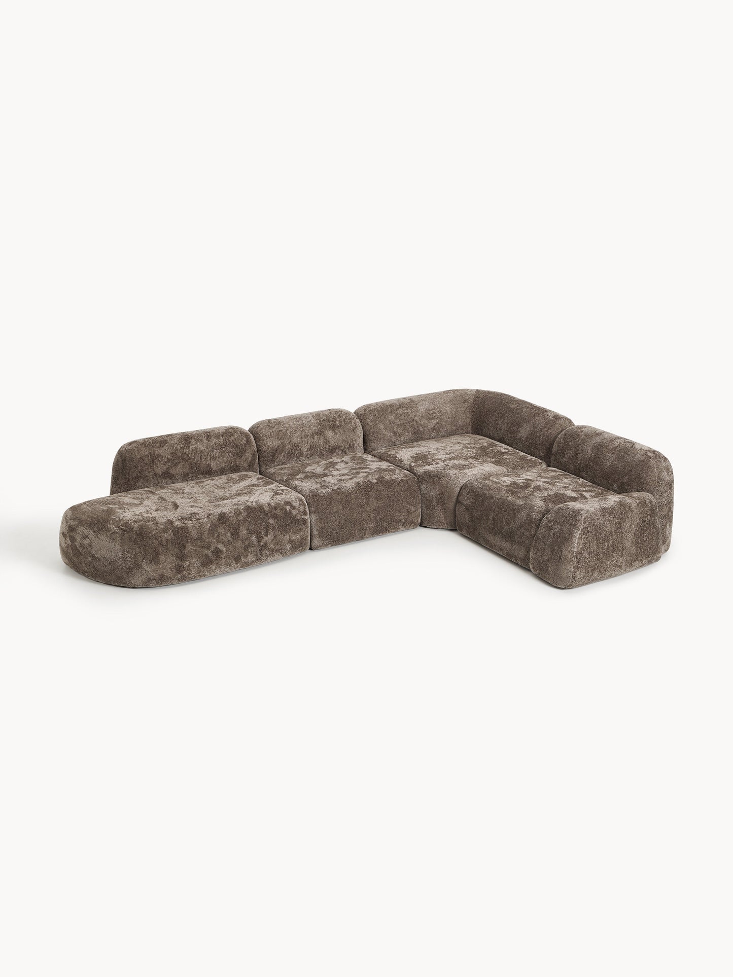 Draggery Wolke XL Modular Corner Sofa with Teddy Bouclé Cover and Chaise Longue