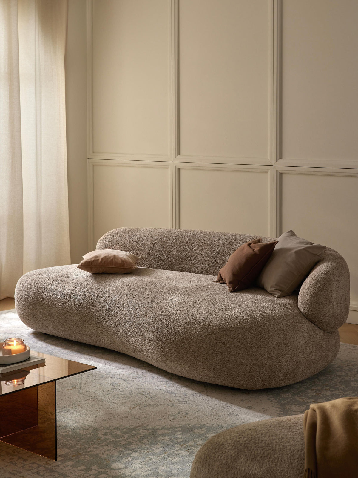 Draggery Alba Sofa with Teddy Bouclé Cover, 3-Seater