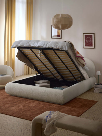 Draggery Alba Upholstered Bed with Storage, Teddy