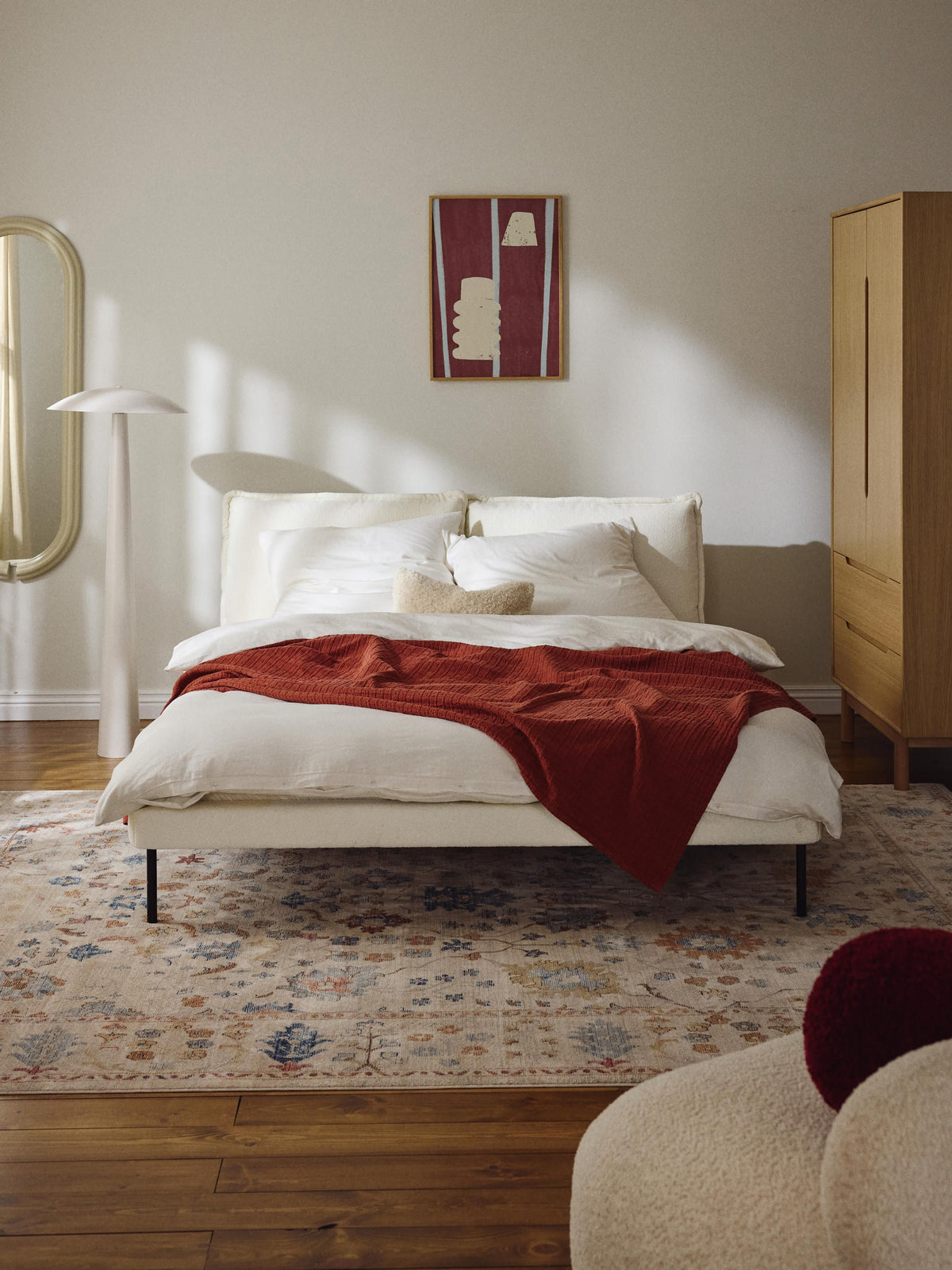 Draggery Amelia Bed with Teddy Bouclé Upholstery