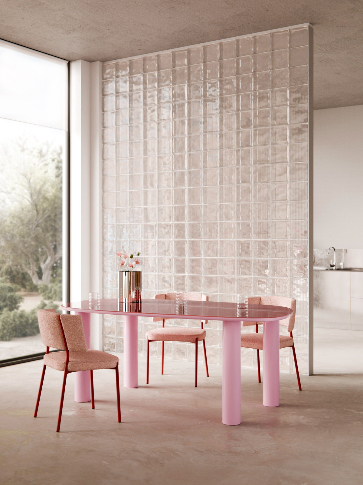 Draggery Beni Dining Table, Organic with Glass Top, 200 x 110 cm
