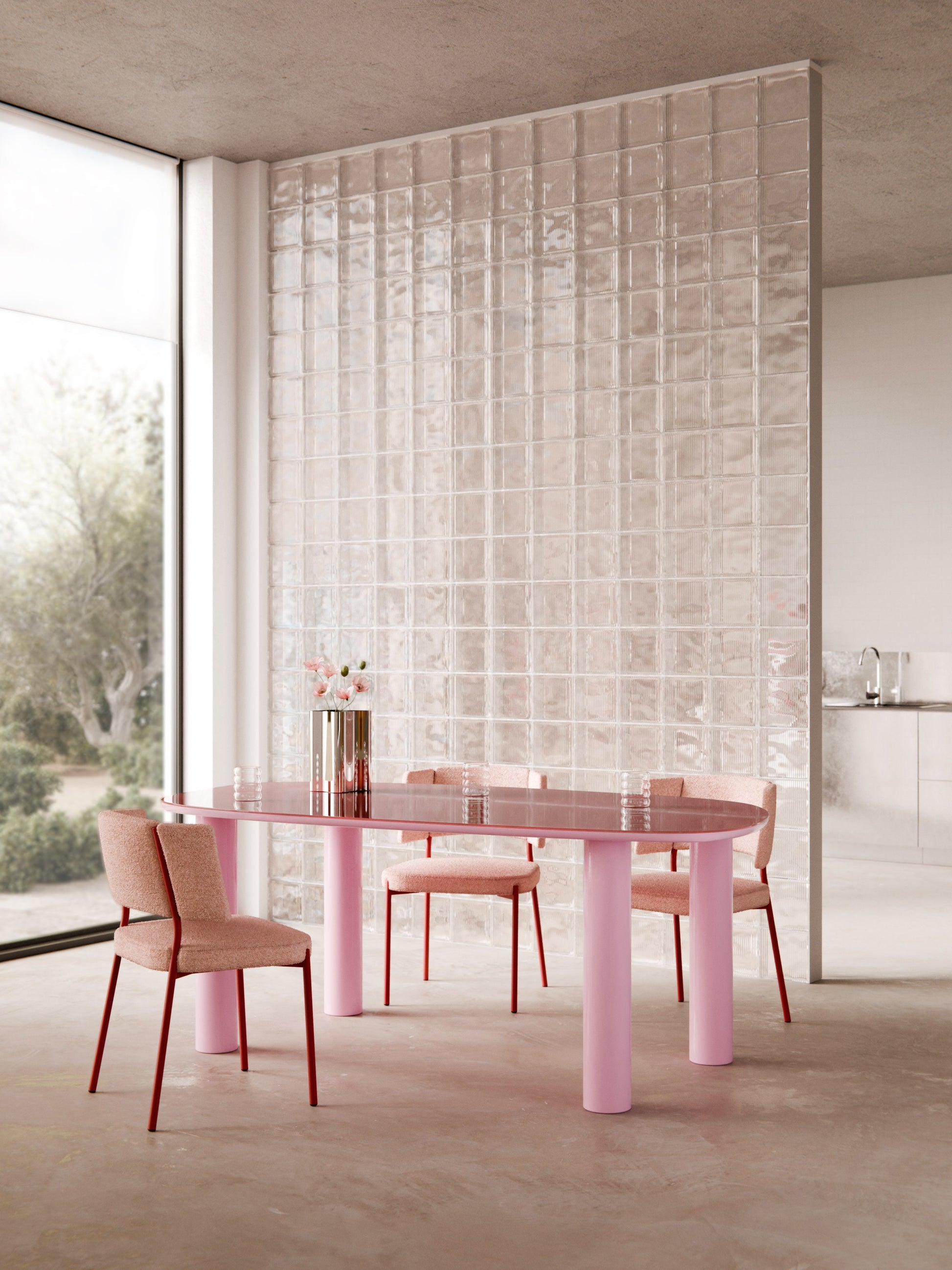 Draggery Beni Dining Table, Organic with Glass Top, 200 x 110 cm