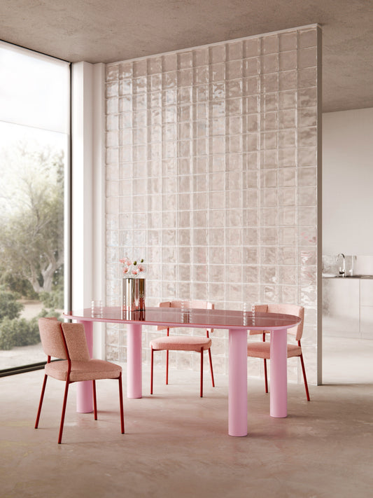 Draggery Beni Dining Table, Organic with Glass Top, 200 x 110 cm