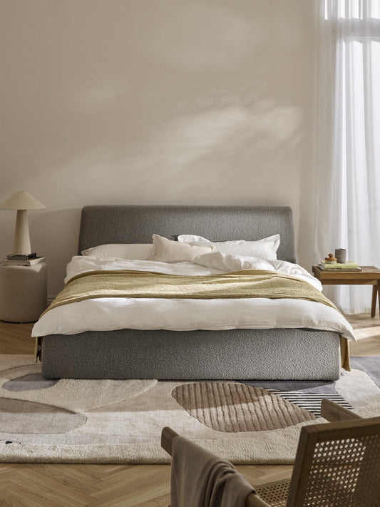 Draggery Cloud Bed with Bouclé Upholstery
