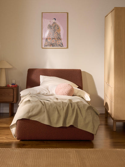 Draggery Cloud Single Bed in Bouclé with Storage