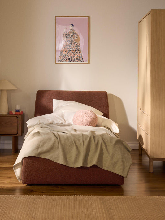 Draggery Cloud Single Bed in Bouclé with Storage