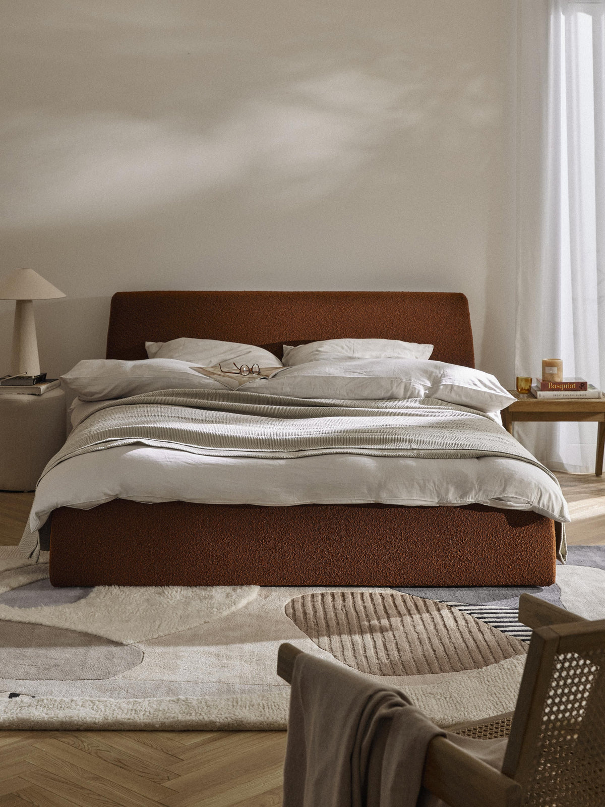 Draggery Cloud Upholstered Bed with Storage, Bouclé