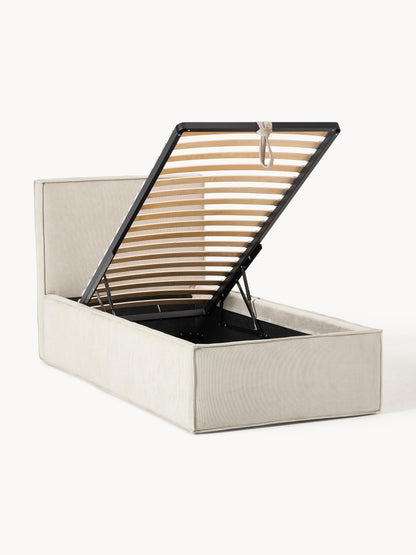 Draggery Dream Single Bed in Corduroy with Storage