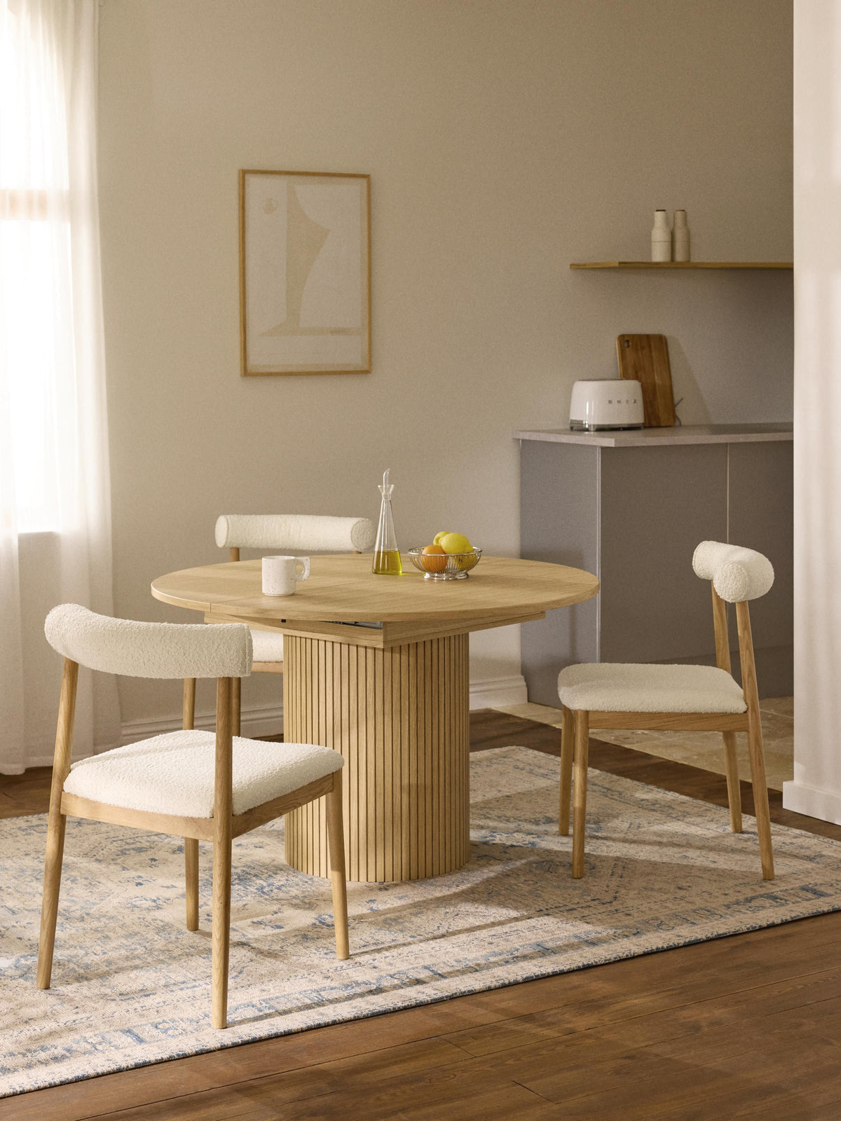 Draggery Filo Dining Table, Extendable with Grooved Texture, 120 - 160 x 75 cm