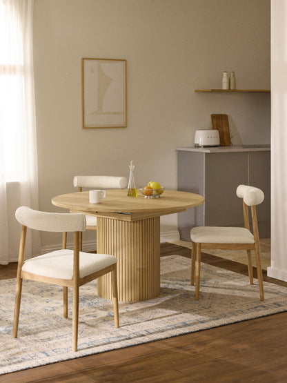 Draggery Filo Dining Table, Extendable with Grooved Texture, 120 - 160 x 75 cm