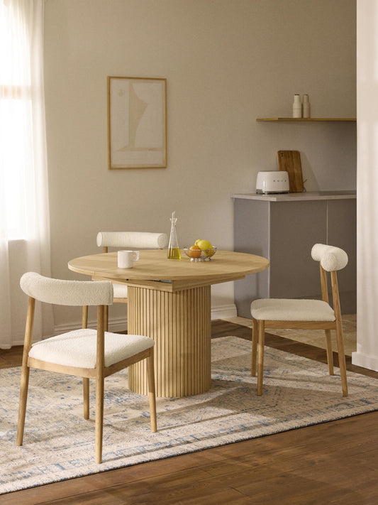 Draggery Filo Dining Table, Extendable with Grooved Texture, 120 - 160 x 75 cm