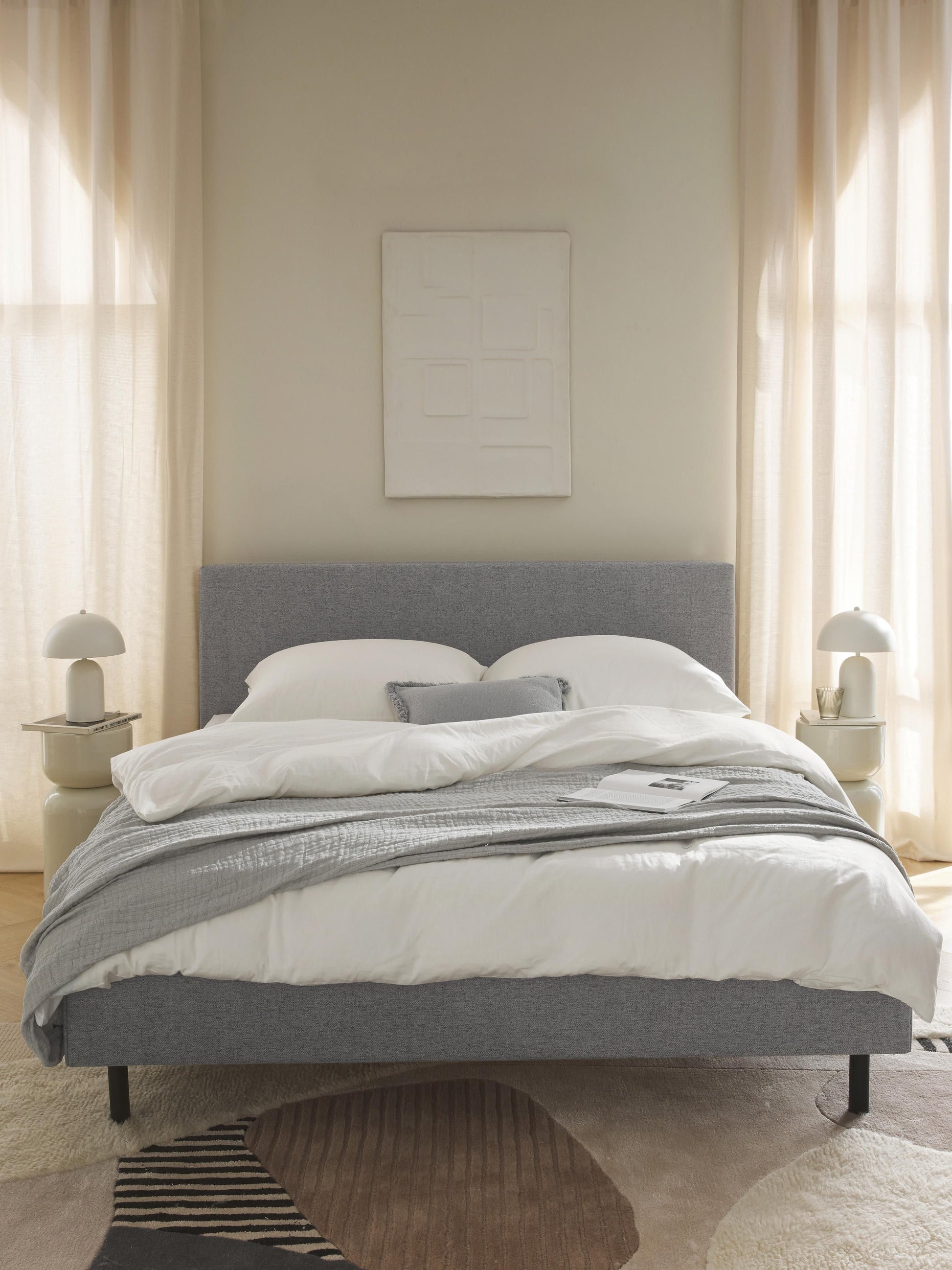 Draggery Giulia Upholstered Bed Frame with Wooden Feet
