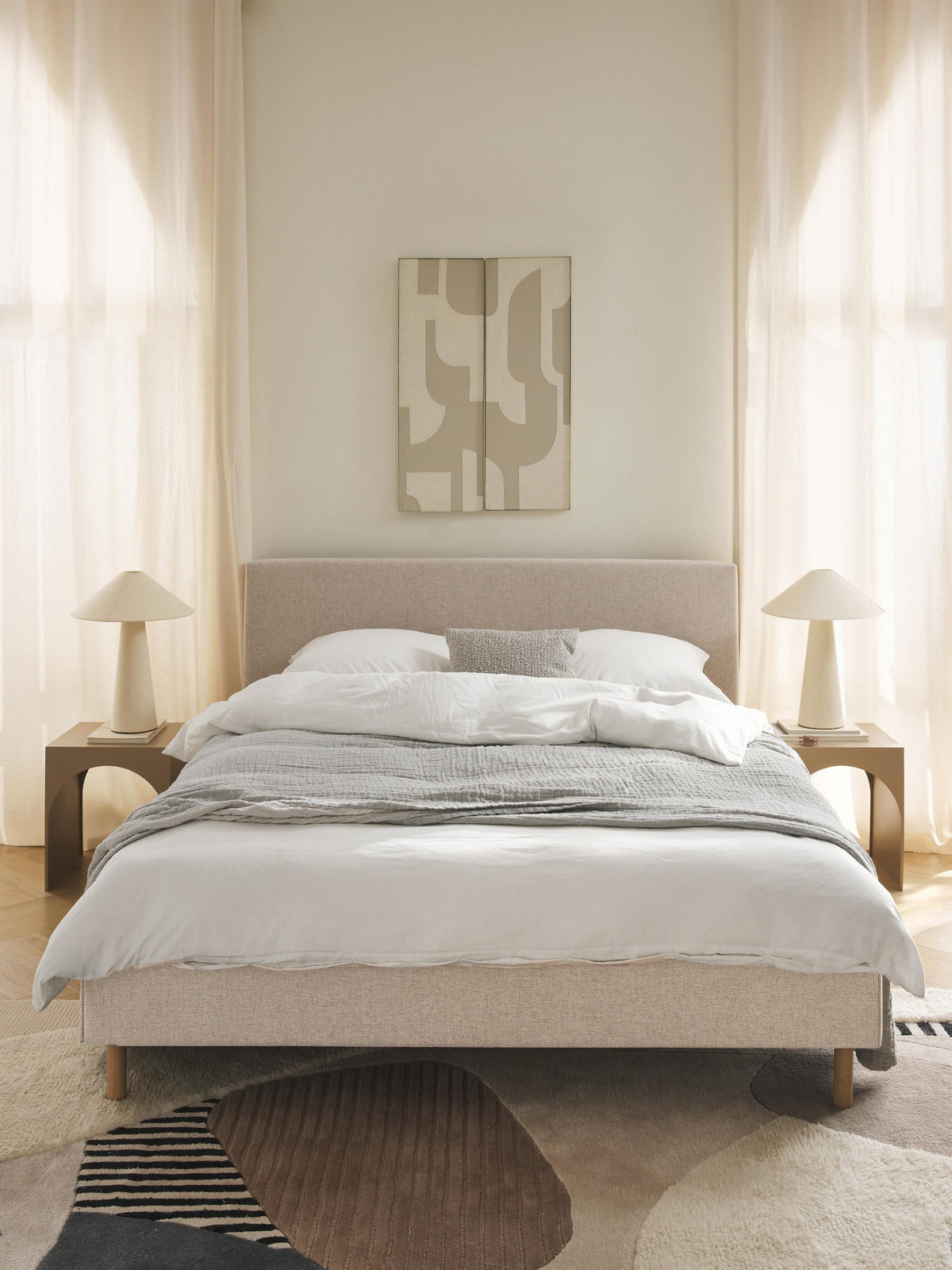 Draggery Giulia Upholstered Bed Frame with Wooden Feet