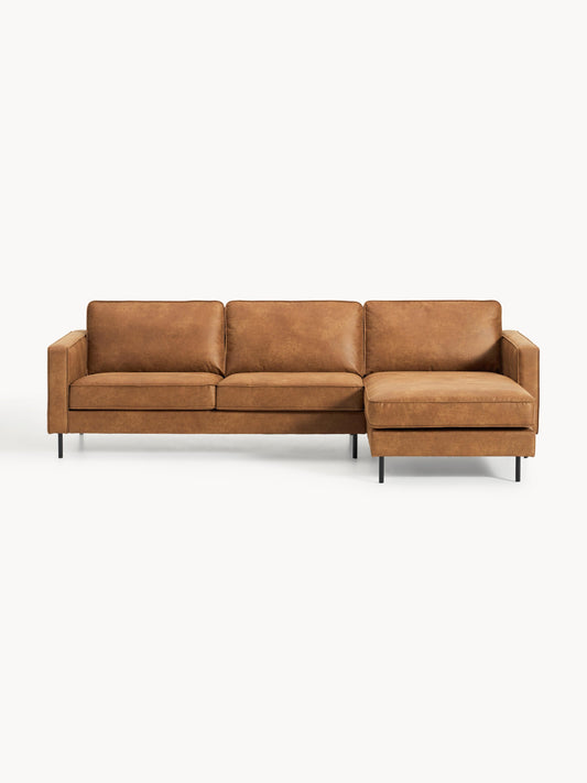 Draggery Hunter Corner Sofa with Leather Cover, 3-Seater