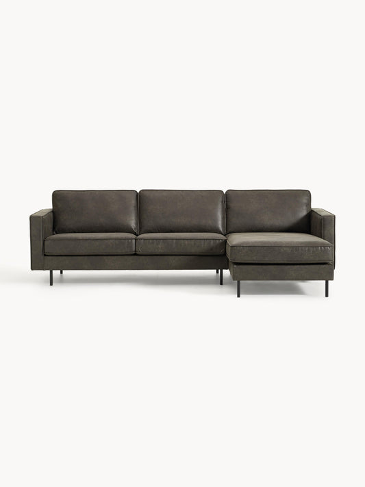 Draggery Hunter Corner Sofa with Leather Cover, 3-Seater