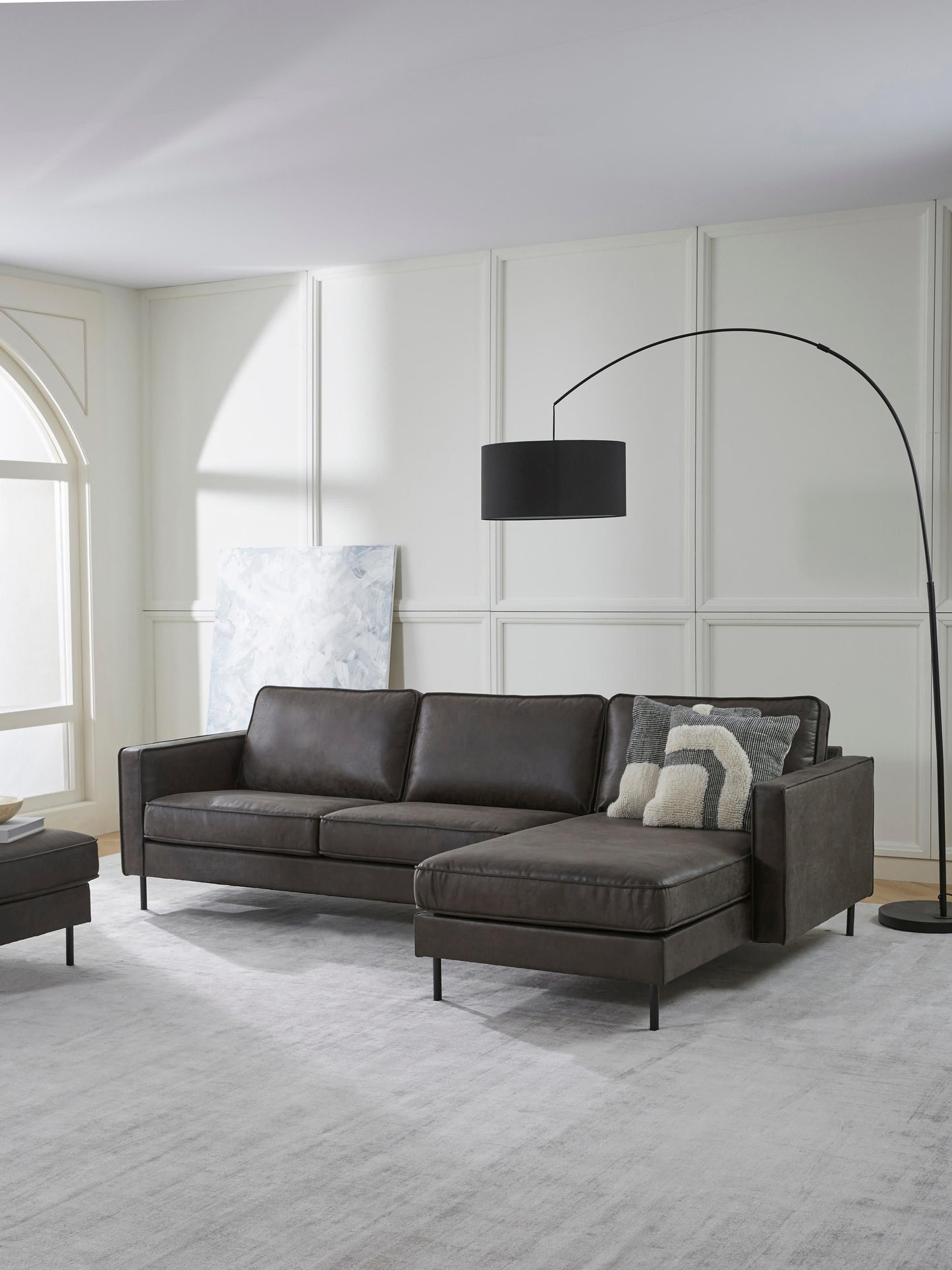 Draggery Hunter Corner Sofa with Leather Cover, 3-Seater