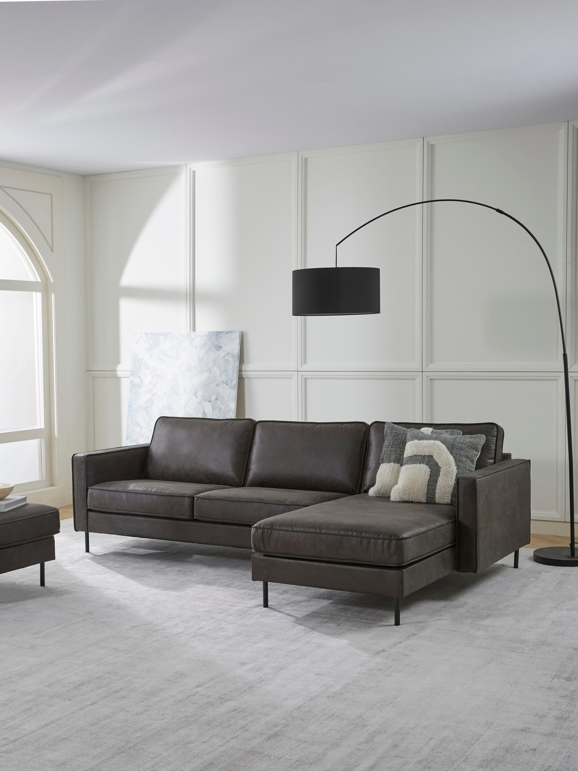 Draggery Hunter Corner Sofa with Leather Cover, 3-Seater