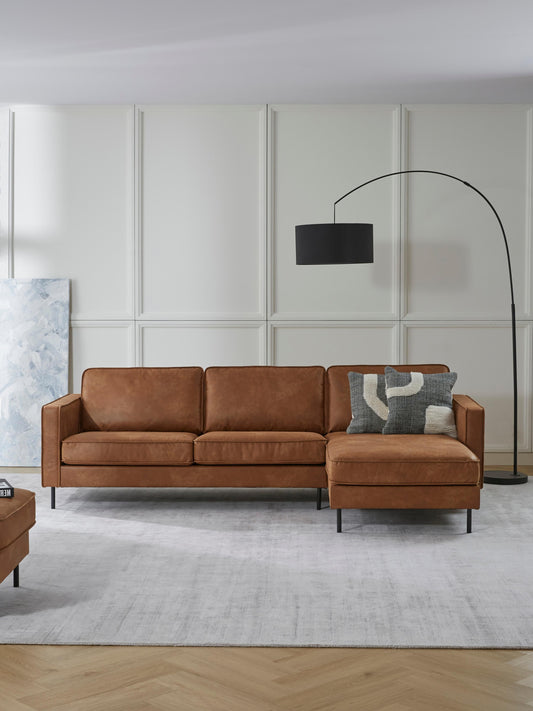 Draggery Hunter Corner Sofa with Leather Cover, 3-Seater