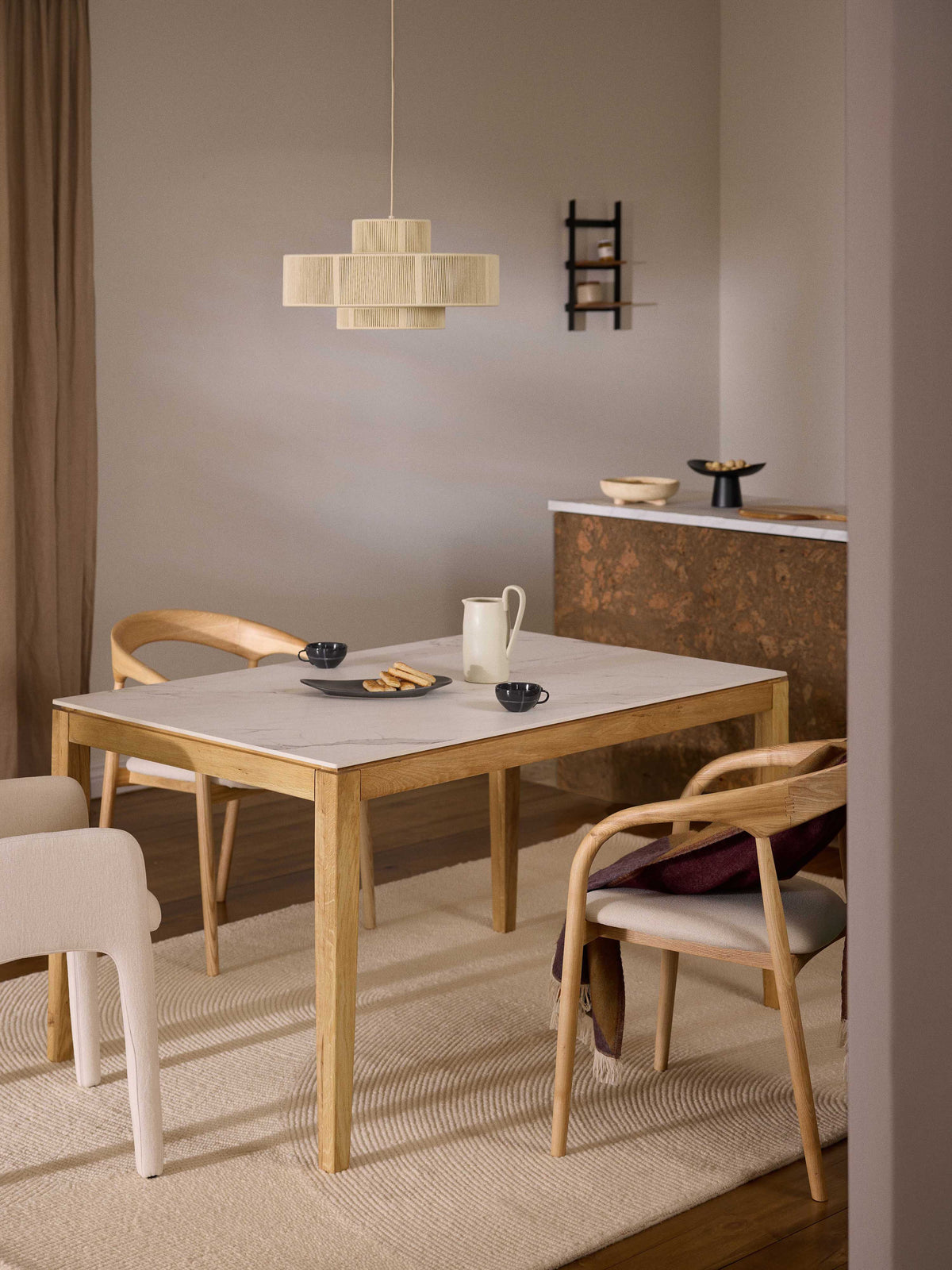 Draggery Jackson Dining Table, in Various Sizes, with Marble-Look Tabletop