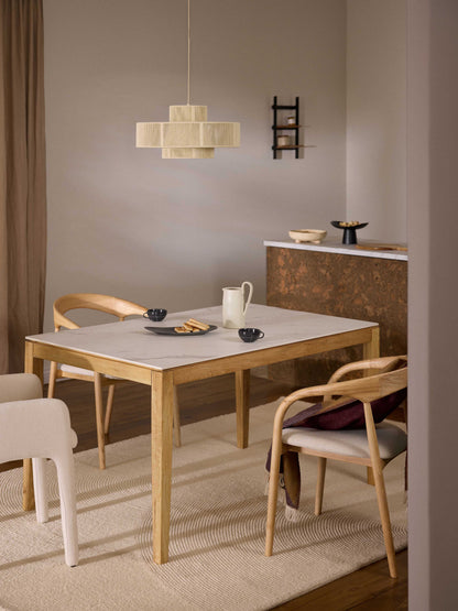 Draggery Jackson Dining Table, in Various Sizes, with Marble-Look Tabletop
