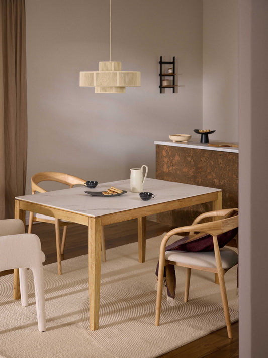 Draggery Jackson Dining Table, in Various Sizes, with Marble-Look Tabletop