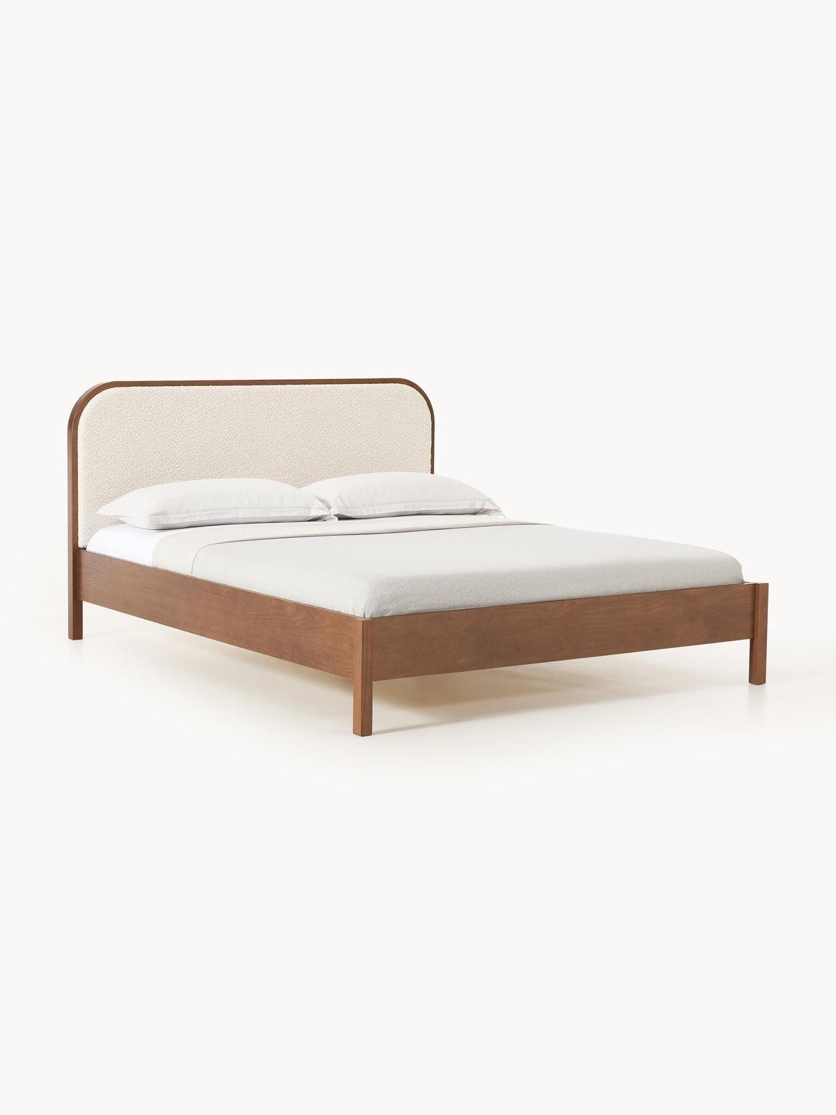 Draggery Jones Bed, Wooden, with Bouclé Headboard