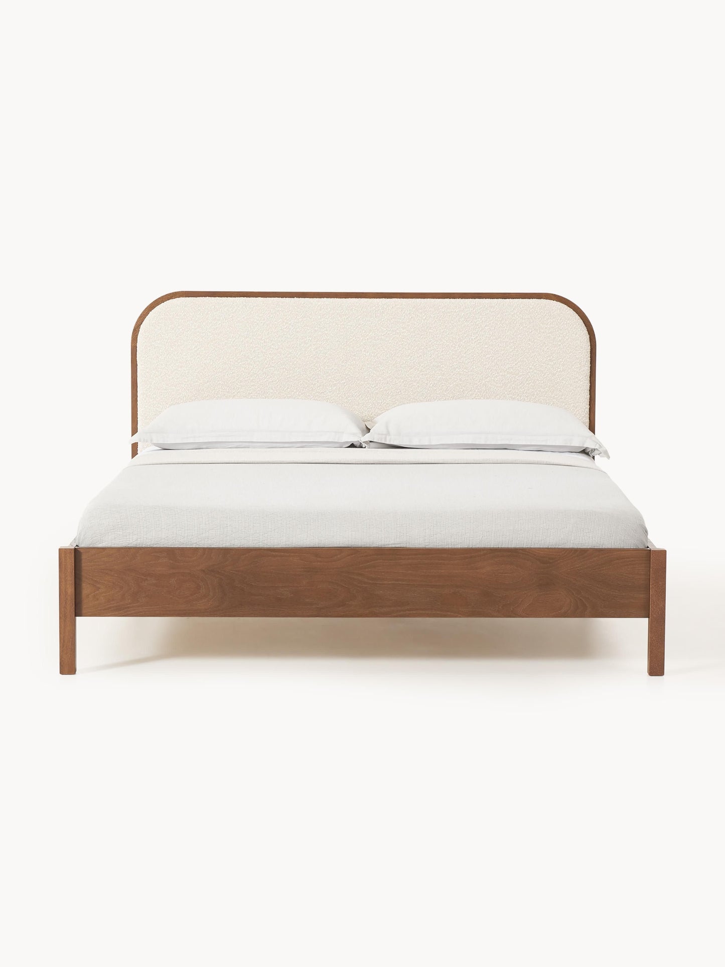Draggery Jones Bed, Wooden, with Bouclé Headboard