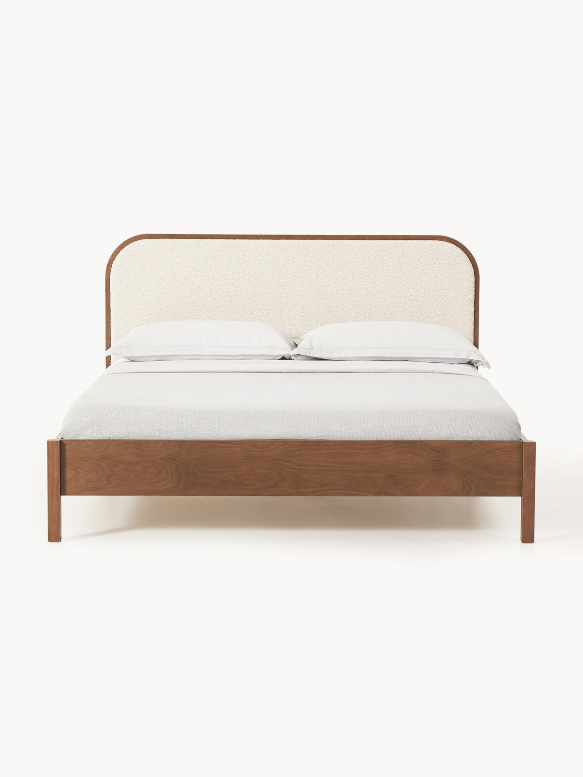 Draggery Jones Bed, Wooden, with Bouclé Headboard