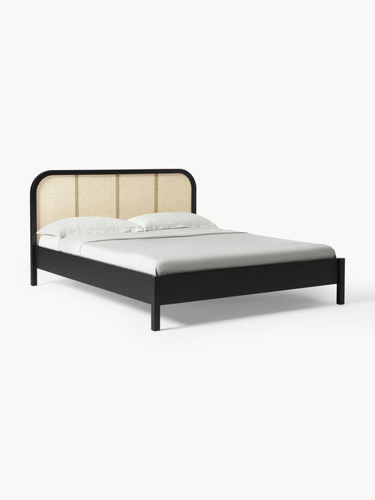 Draggery Jones Bed, Wooden, with Vienna Cane Headboard