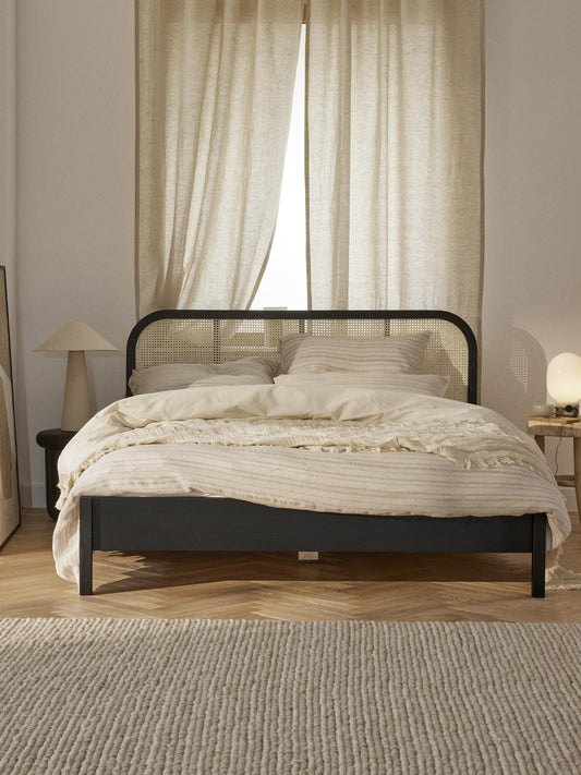 Draggery Jones Bed, Wooden, with Vienna Cane Headboard