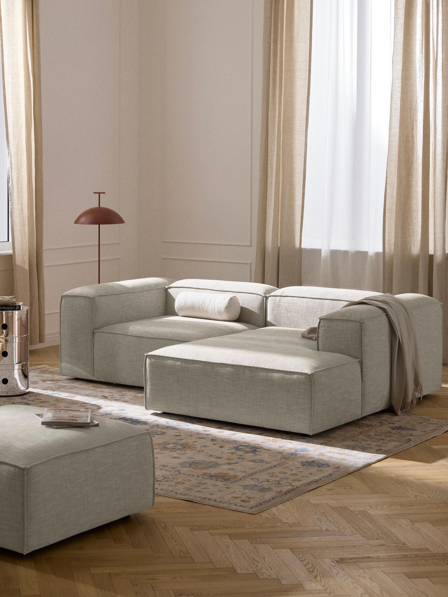 Draggery Lennon Corner Sofa with Linen Blend Cover, Modular (2-Seater)