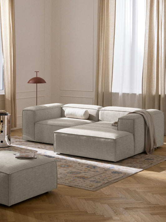 Draggery Lennon Corner Sofa with Linen Blend Cover, Modular (2-Seater)