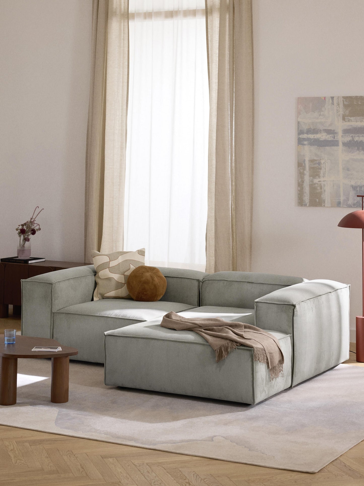 Draggery Lennon Modular Corner Sofa with Corduroy Cover, 2-Seater