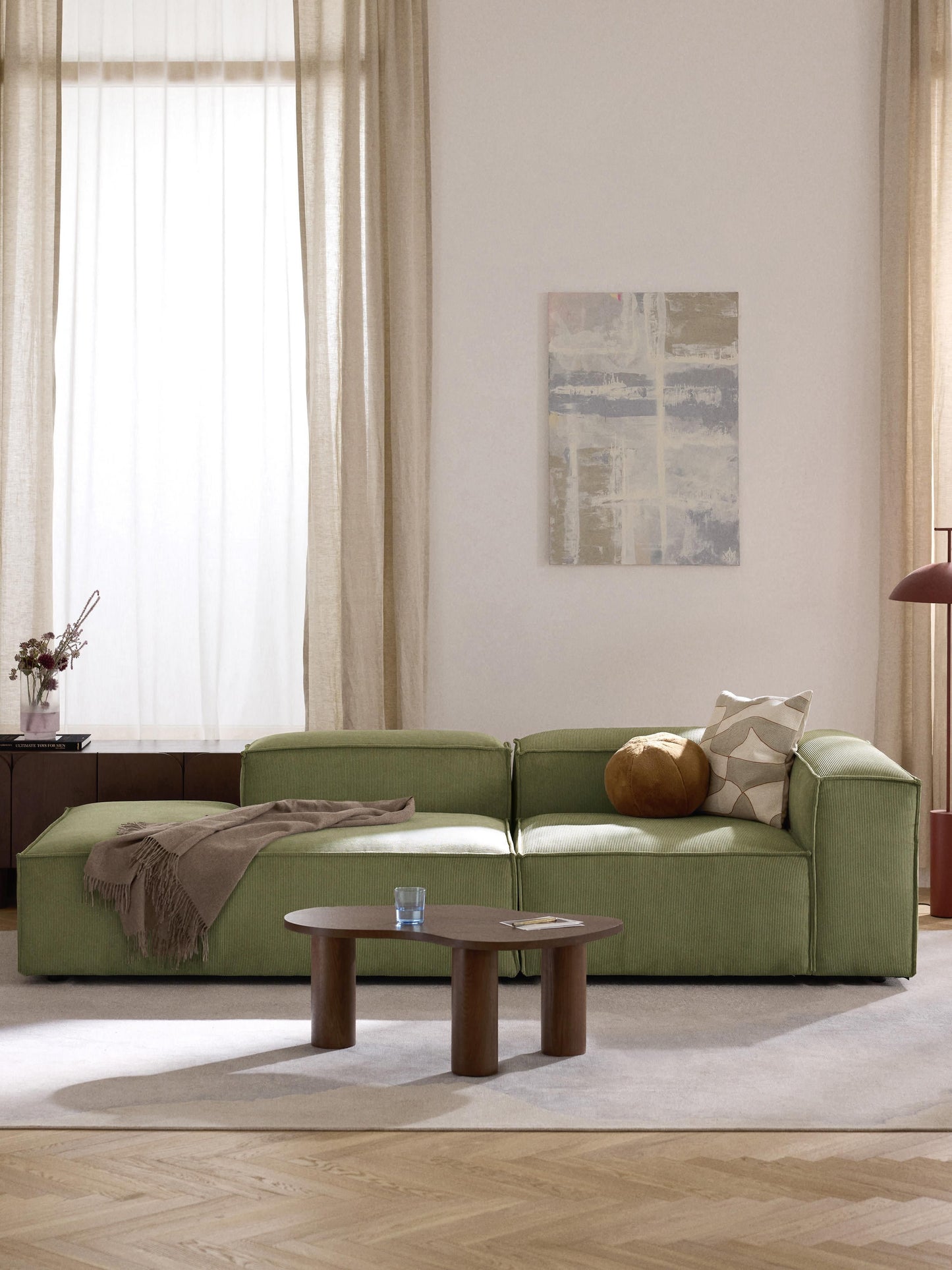 Draggery Lennon Modular Ottoman with Corduroy Cover