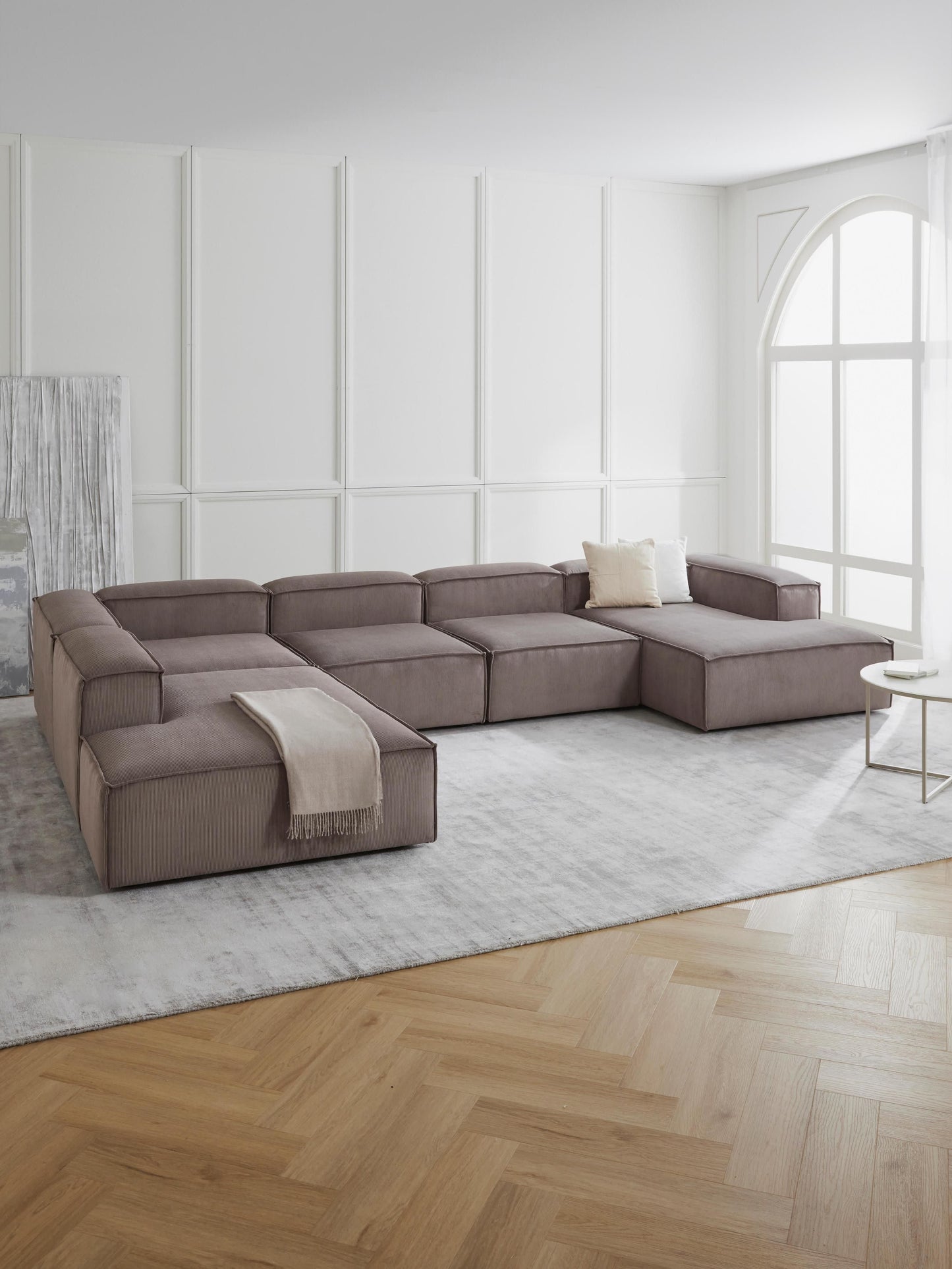 Draggery Lennon Ottoman Corner Module with Corduroy Cover