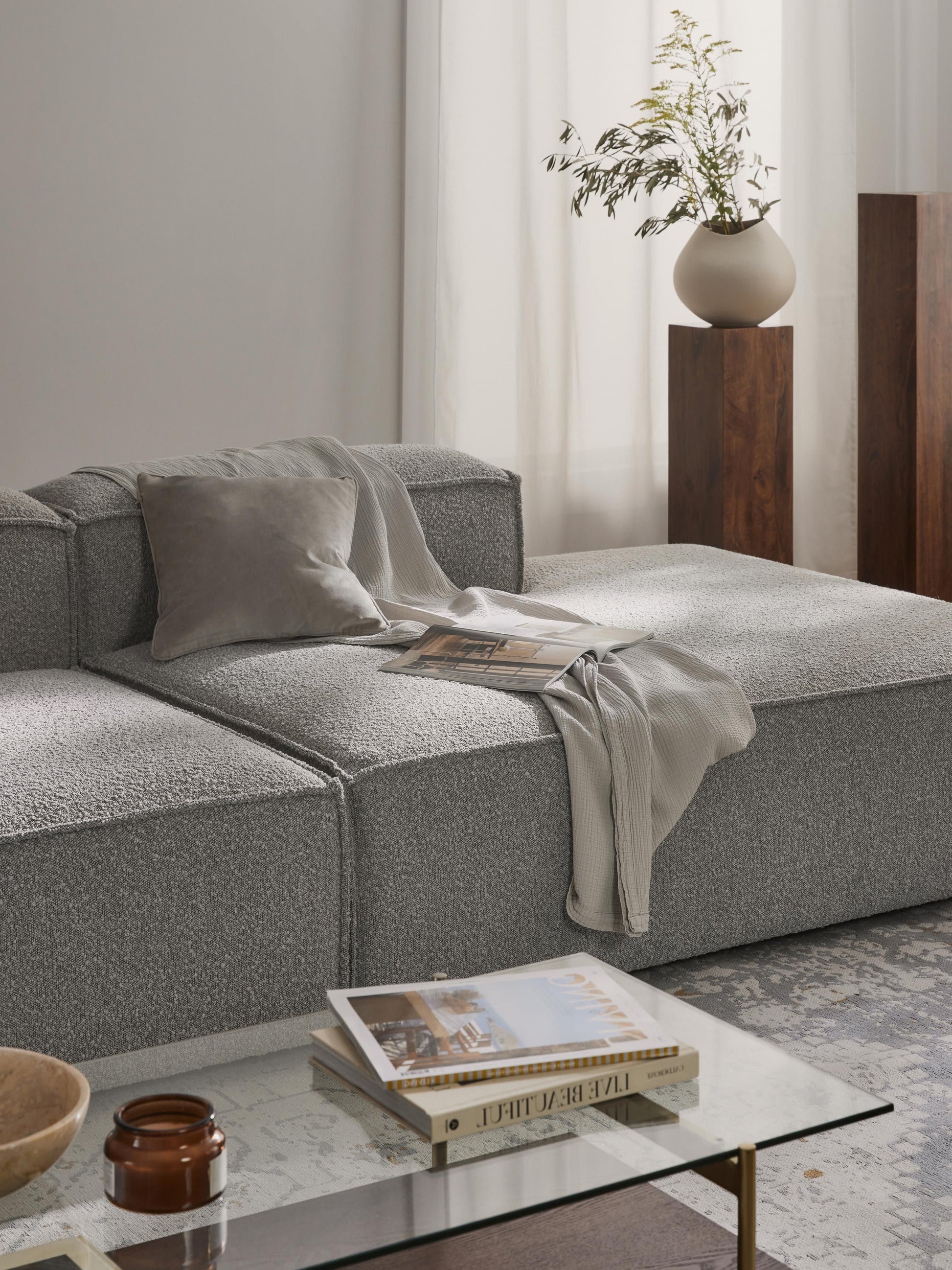 Draggery Lennon Ottoman Module with Bouclé Cover