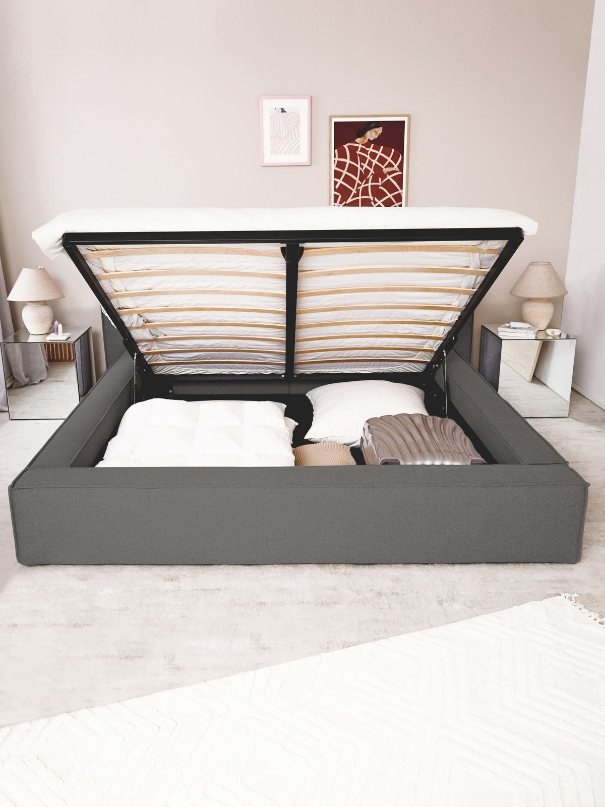 Draggery Lennon Upholstered Bed Frame with Storage